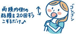 両頬内側の粘膜を20回ずつこするだけ